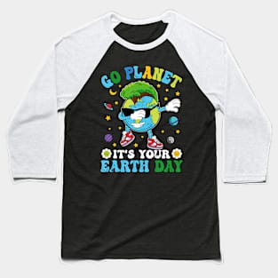 Dabbing Earth Day 2024 Groovy Go Planet Baseball T-Shirt